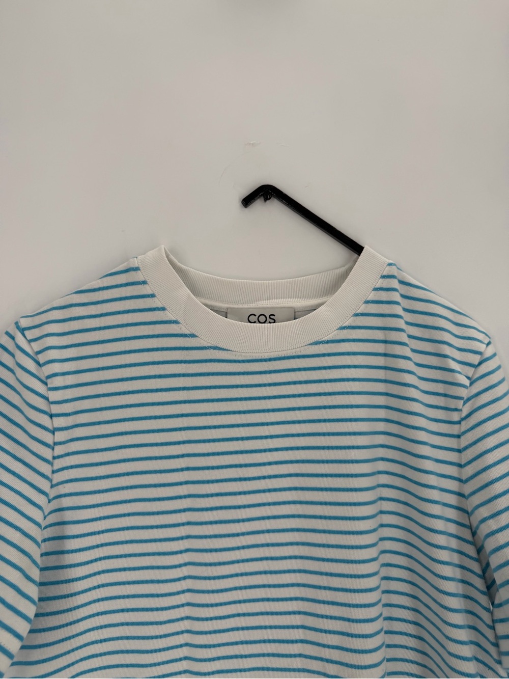 Cos Clean Cut Regular Turquoise White Striped Short Sleeve T-Shirt